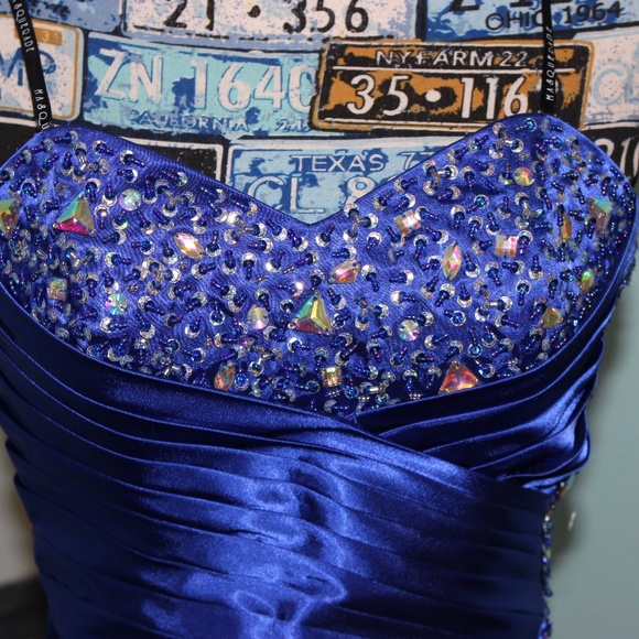 NWT Royal Blue Peek a Boo Prom Dress - Picture 3 of 6